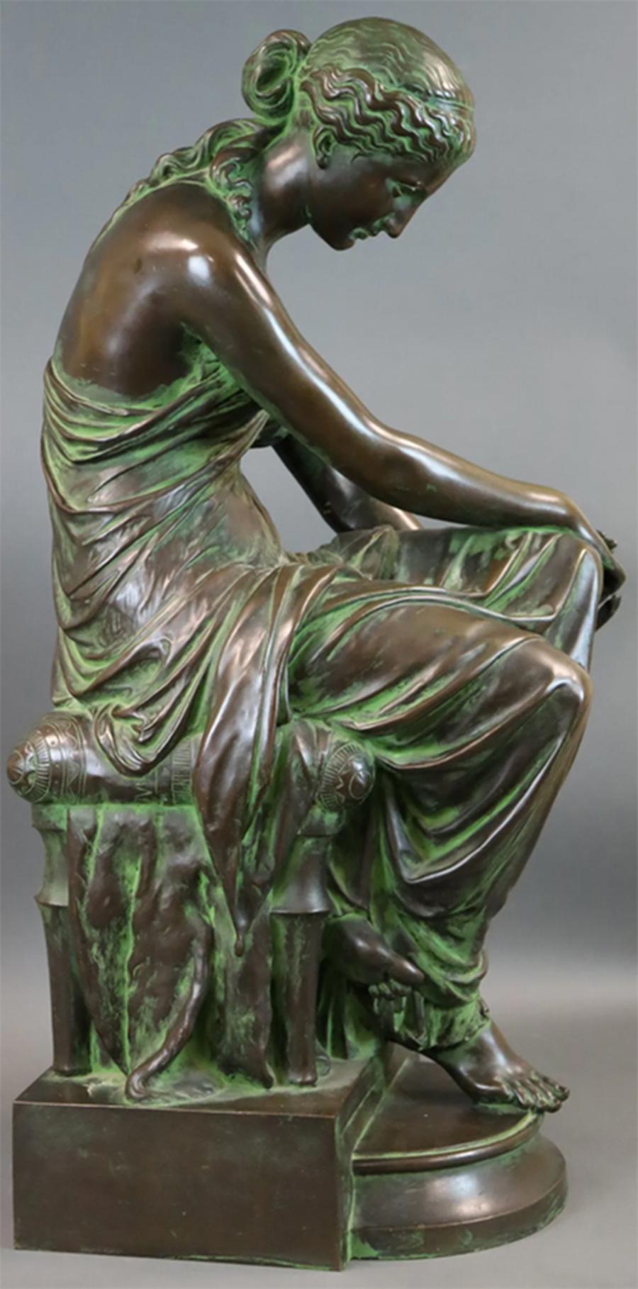 Eugene-Antoine Aizelin (francese, 1821-1902)  Bronzo patinato di Psiche in vendita 1