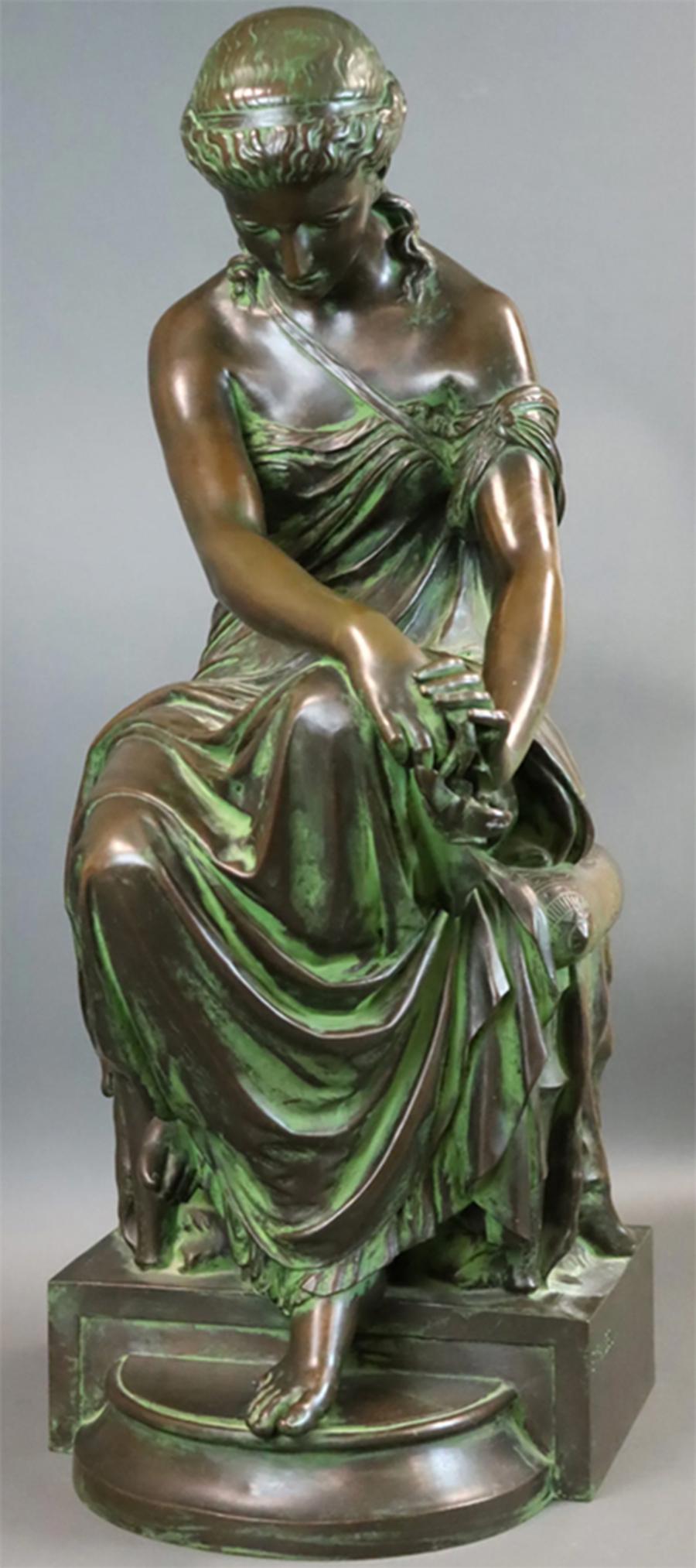 Eugene-Antoine Aizelin (francese, 1821-1902)  Bronzo patinato di Psiche in vendita 2