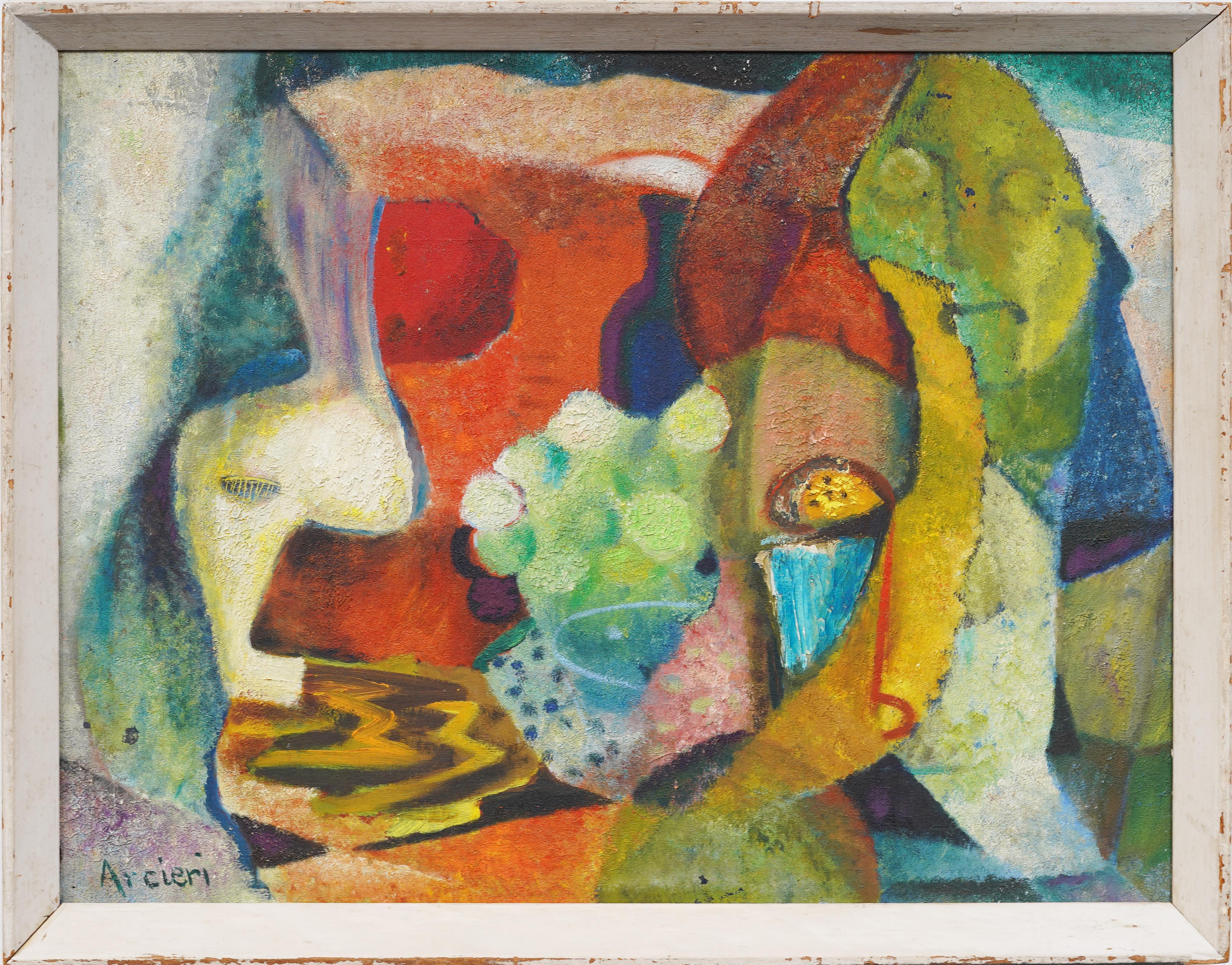 Pittura ad olio con cornice del primo Modernismo americano, espressionista astratto e figurativo - Painting di Eugene Arcieri (1914 - 2005)