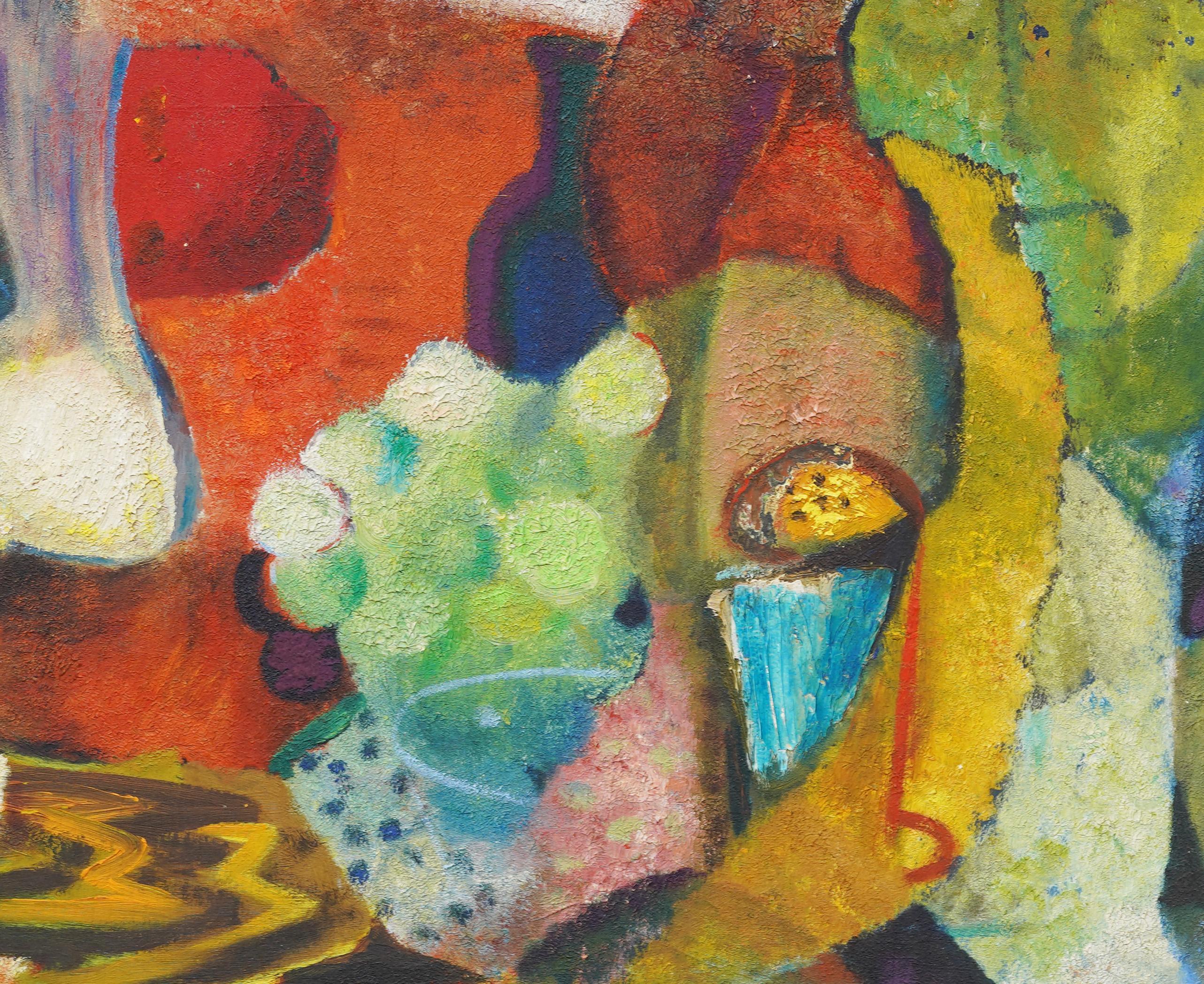 Pittura ad olio con cornice del primo Modernismo americano, espressionista astratto e figurativo - Abstract Painting Marrone di Eugene Arcieri (1914 - 2005)