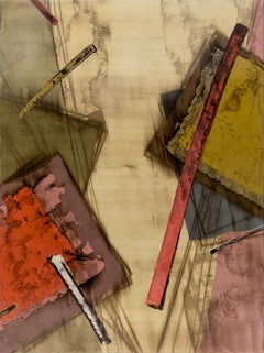 Rebound Series #2: 1980s Abstract Oil Painting with Polygons in Earth Tones