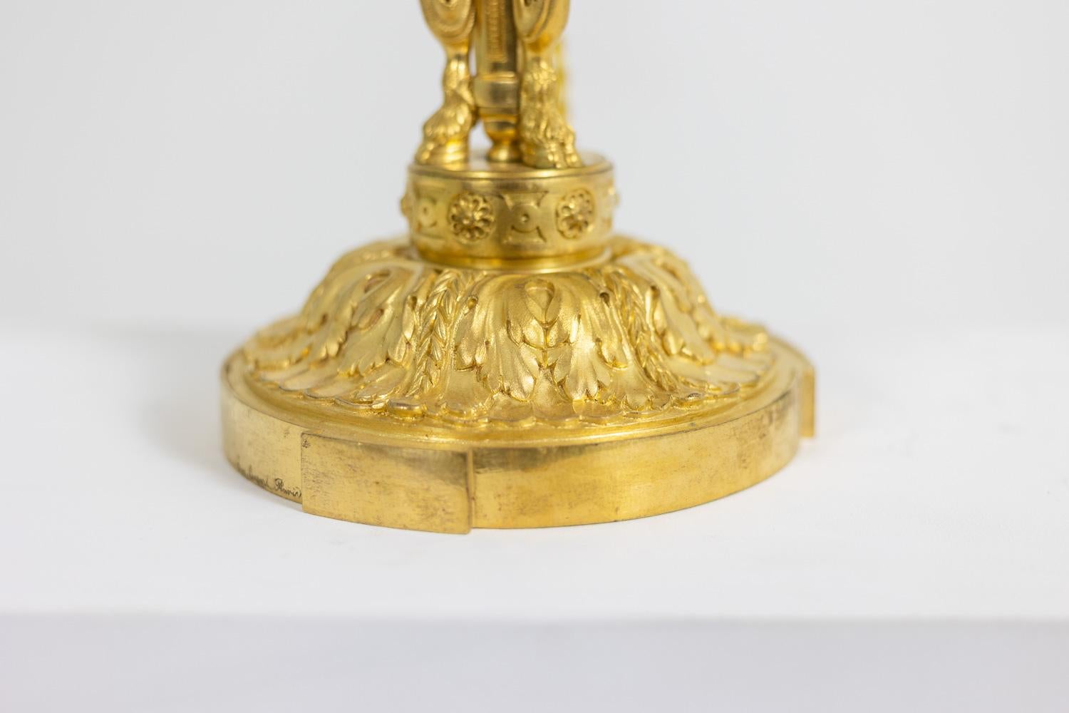 Eugène Bazart Paris. Lampe bouillotte en bronze doré Circa 1880. Bon état - En vente à Saint-Ouen, FR