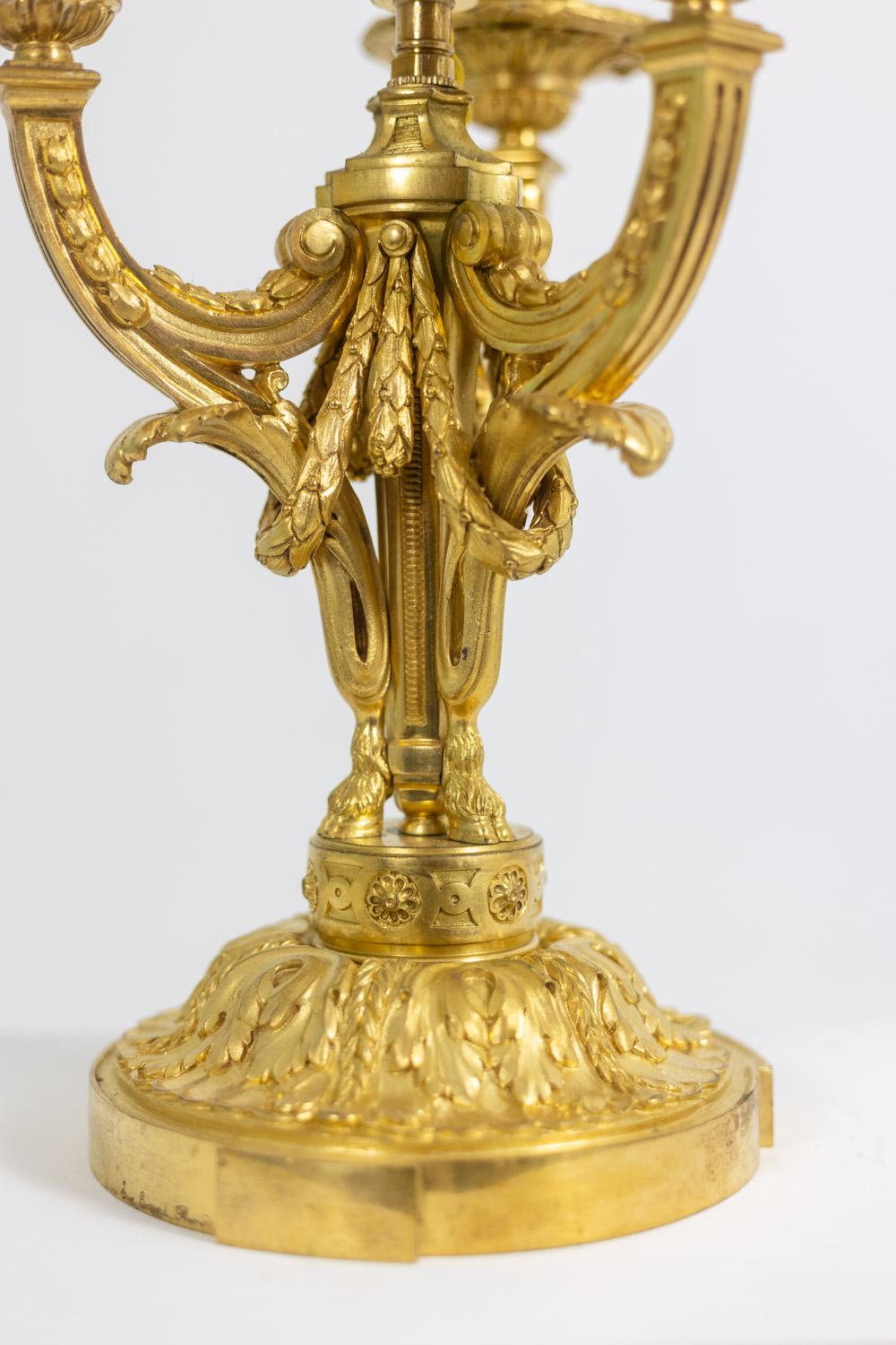 Fin du XIXe siècle Eugène Bazart Paris. Lampe bouillotte en bronze doré Circa 1880. en vente