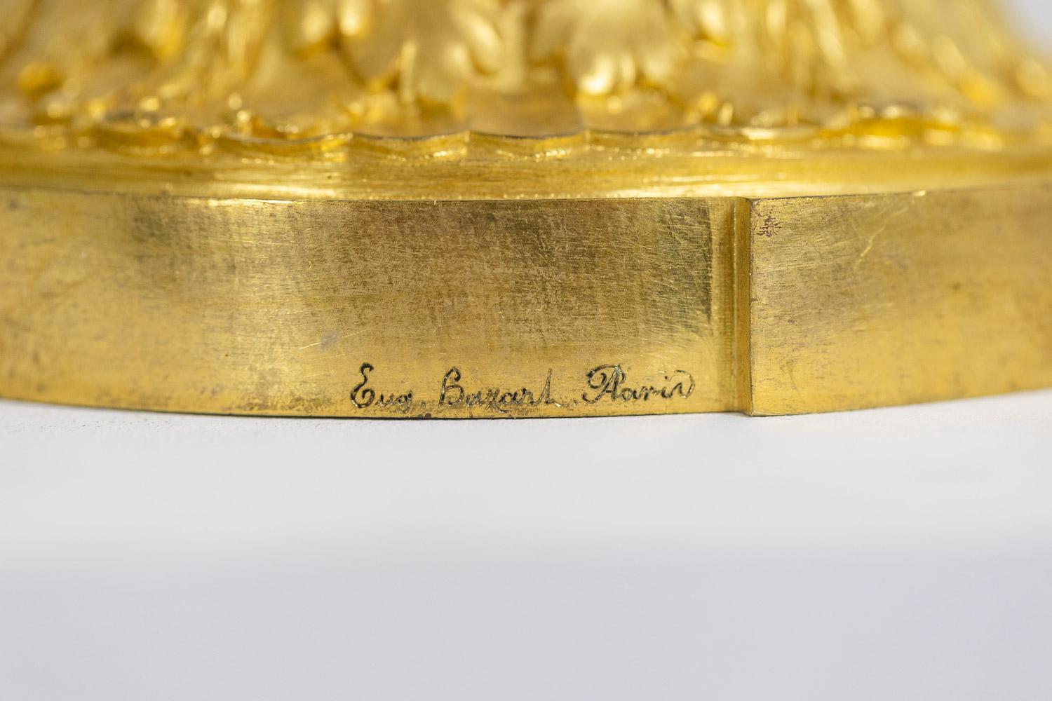 Eugène Bazart Paris. Lampe bouillotte en bronze doré Circa 1880. en vente 2