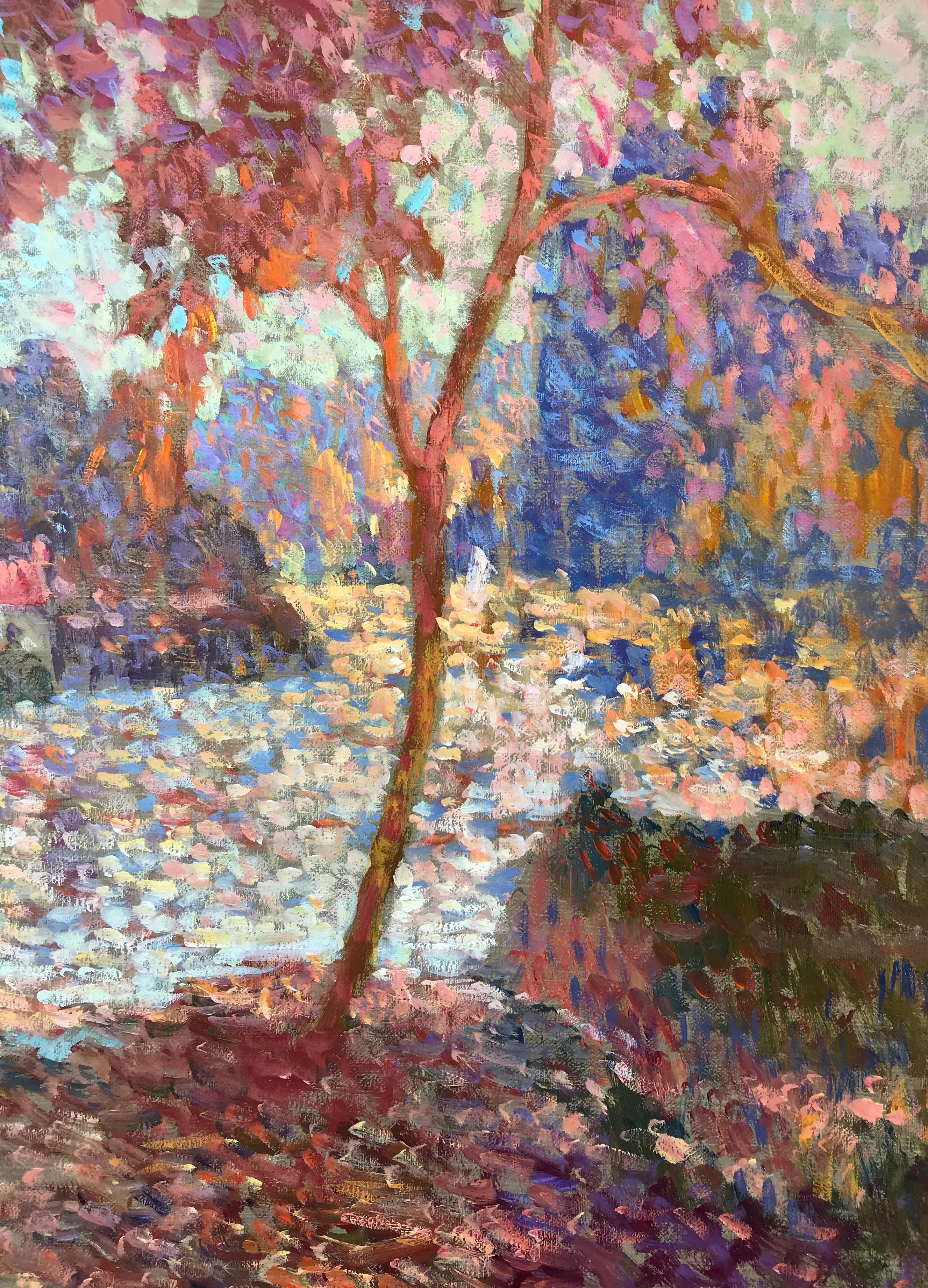 Nymph by the Lake - Brown Landscape Painting by Eugène Bégarat