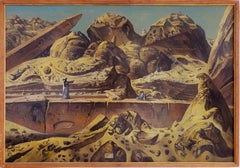 Surreal Egypt Aswan Desert Landscape with Two Obelisks