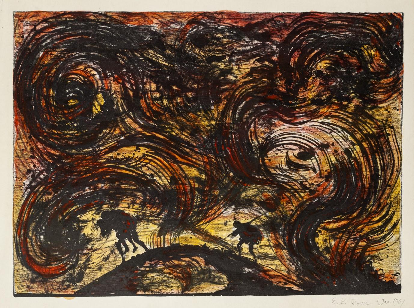 Eugene Berman Landscape Print - Escape from Troy - Lithograph by Eugène Berman - 1967s