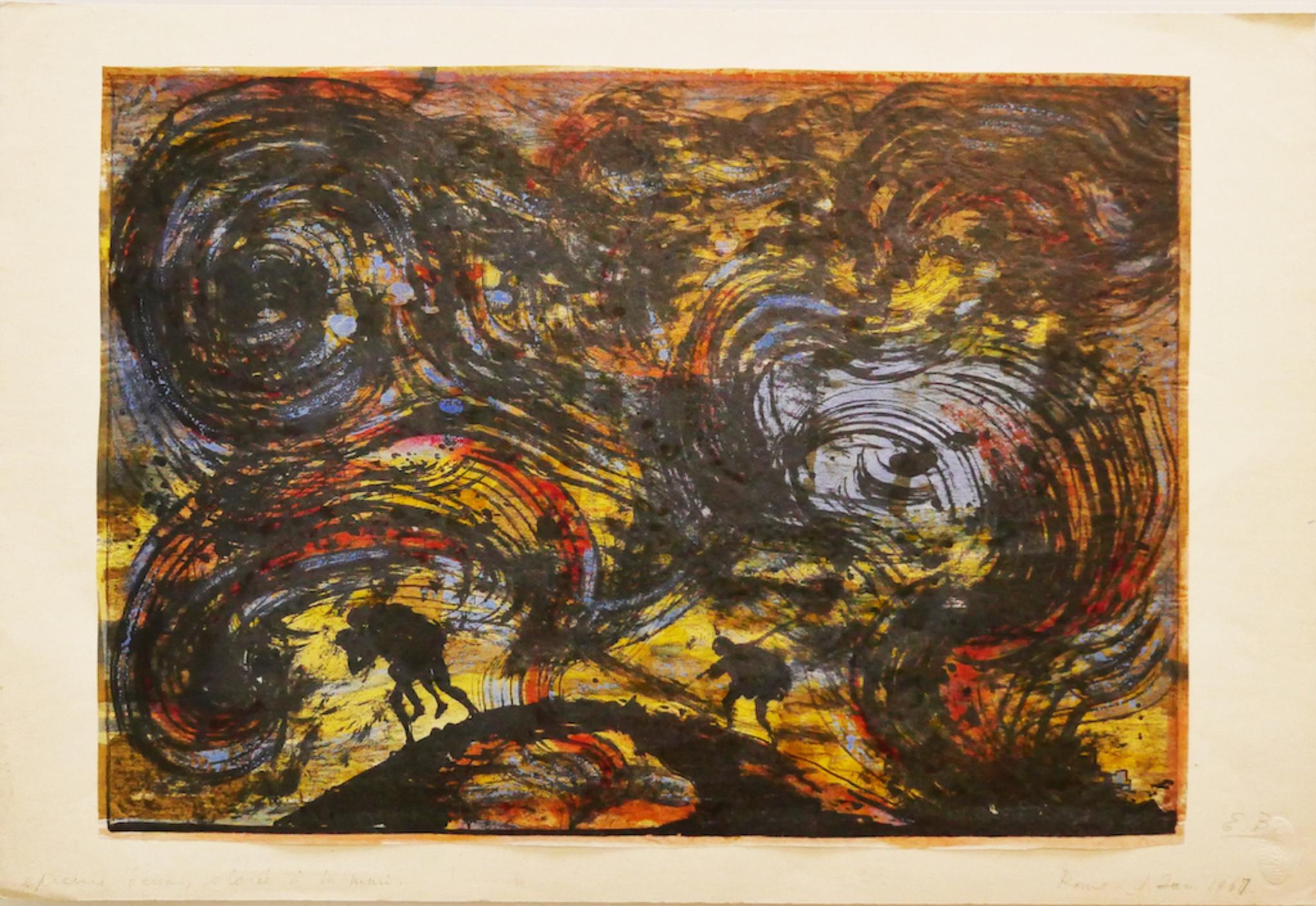 Eugene Berman Abstract Print - Escape from Troy - Original Lithograph by Eugène Berman - 1960s