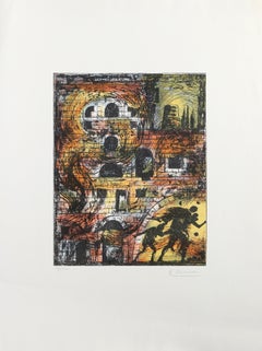 Escape from Troy, lithographie surréaliste d'Eugene Berman