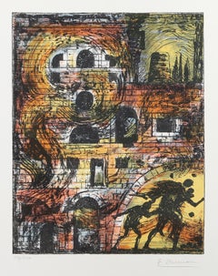Escape from Troy, lithographie surréaliste d'Eugene Berman
