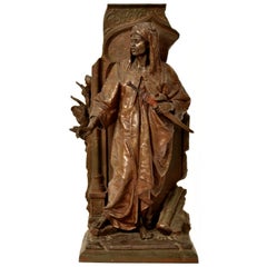 Antique French 19th Century Orientalist Arab Man Bronze Figure Sculpture Statue