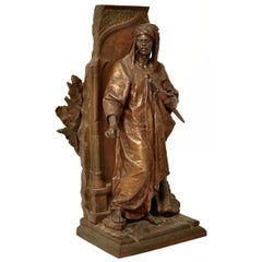 Antique French 19th Century Orientalist Arab Man Bronze Figure Sculpture Statue