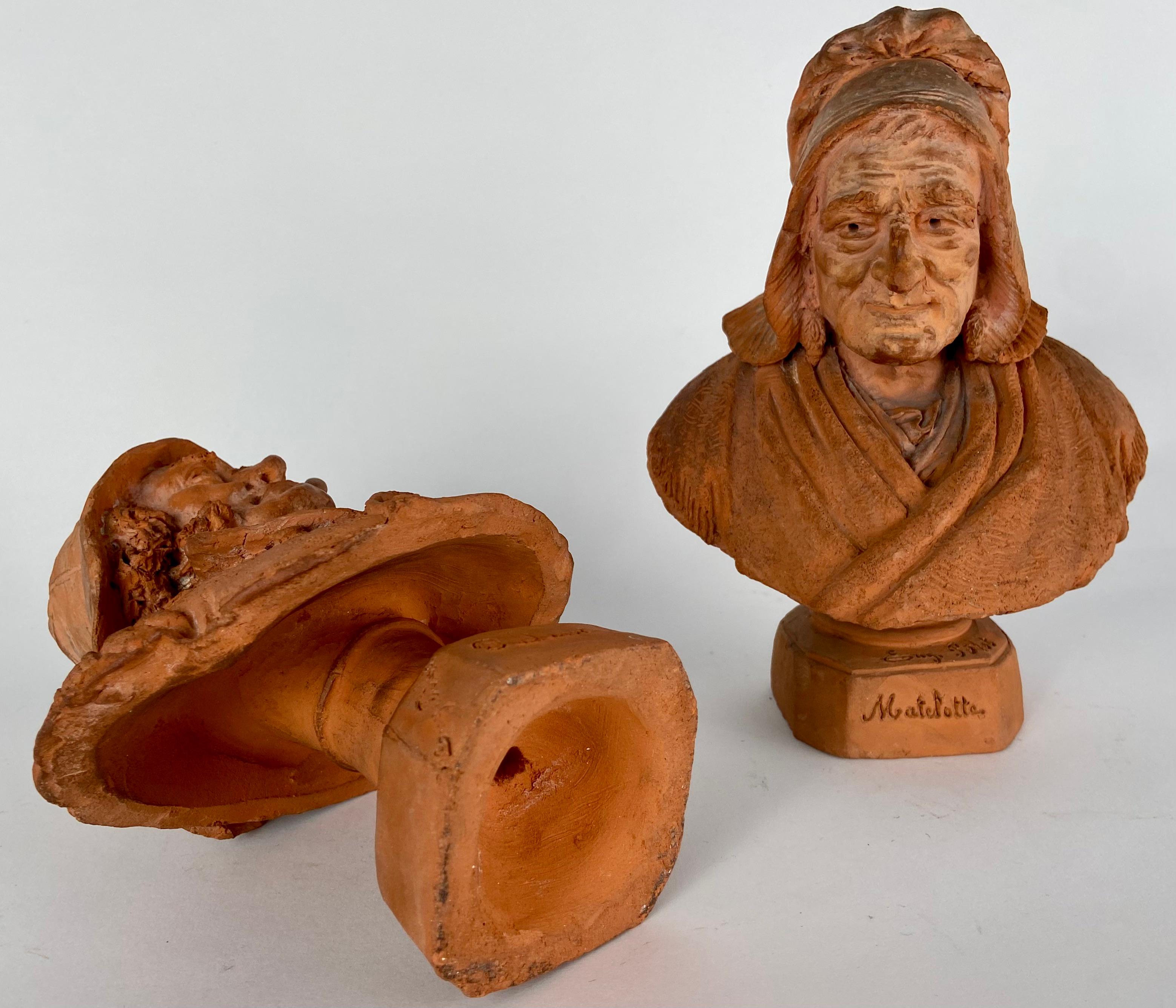 Eugène Blot, pair of small busts in terracotta For Sale 5