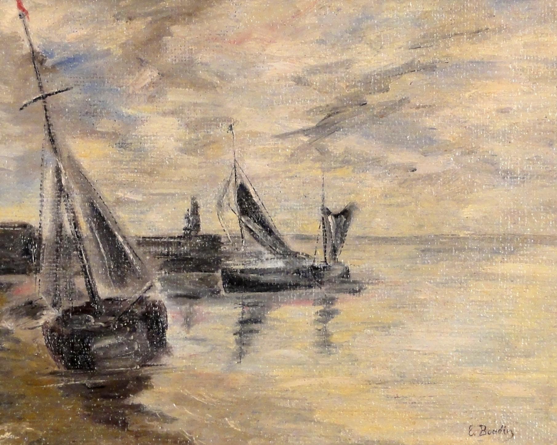 Sailboat on Sand - Painting by Eugène Louis Boudin