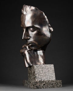 Eugène Bourgouin: "the Poet", Silver patinated bronze - Susse Casting C. 1920