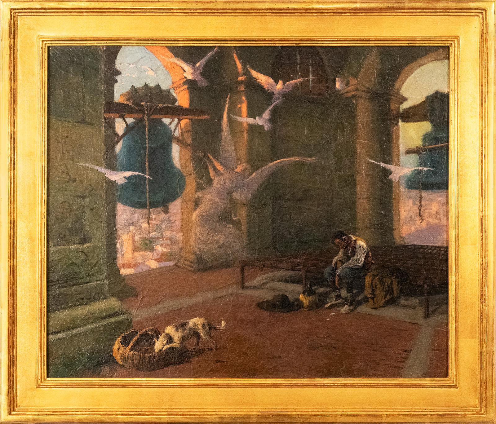 Eugene Cadell Interior Painting - The Bell Ringer by Eugene Cadel
