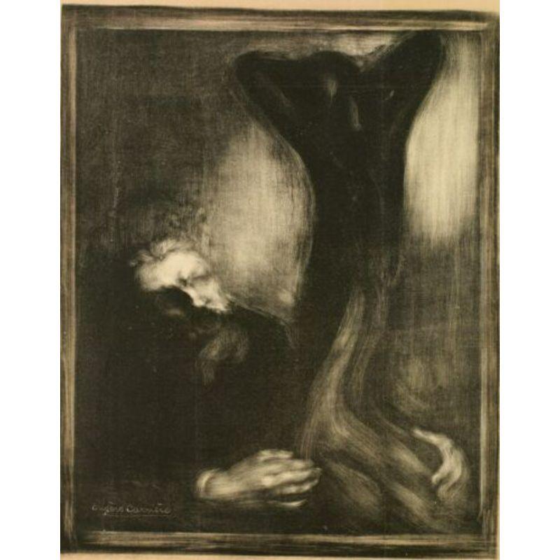 Cartel Vintage Original-Eugene Carriere-Rodin Exposición-Alma, 1900

El cartel está adornado con una litografía de Eugene Carrière que representa a Rodin modelando una variante del Despertar. El escultor, cuya frente destaca en la oscuridad, mira