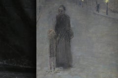Figures in the Street - Evening - 19th Century Oil, Figures by Eugene Carriere