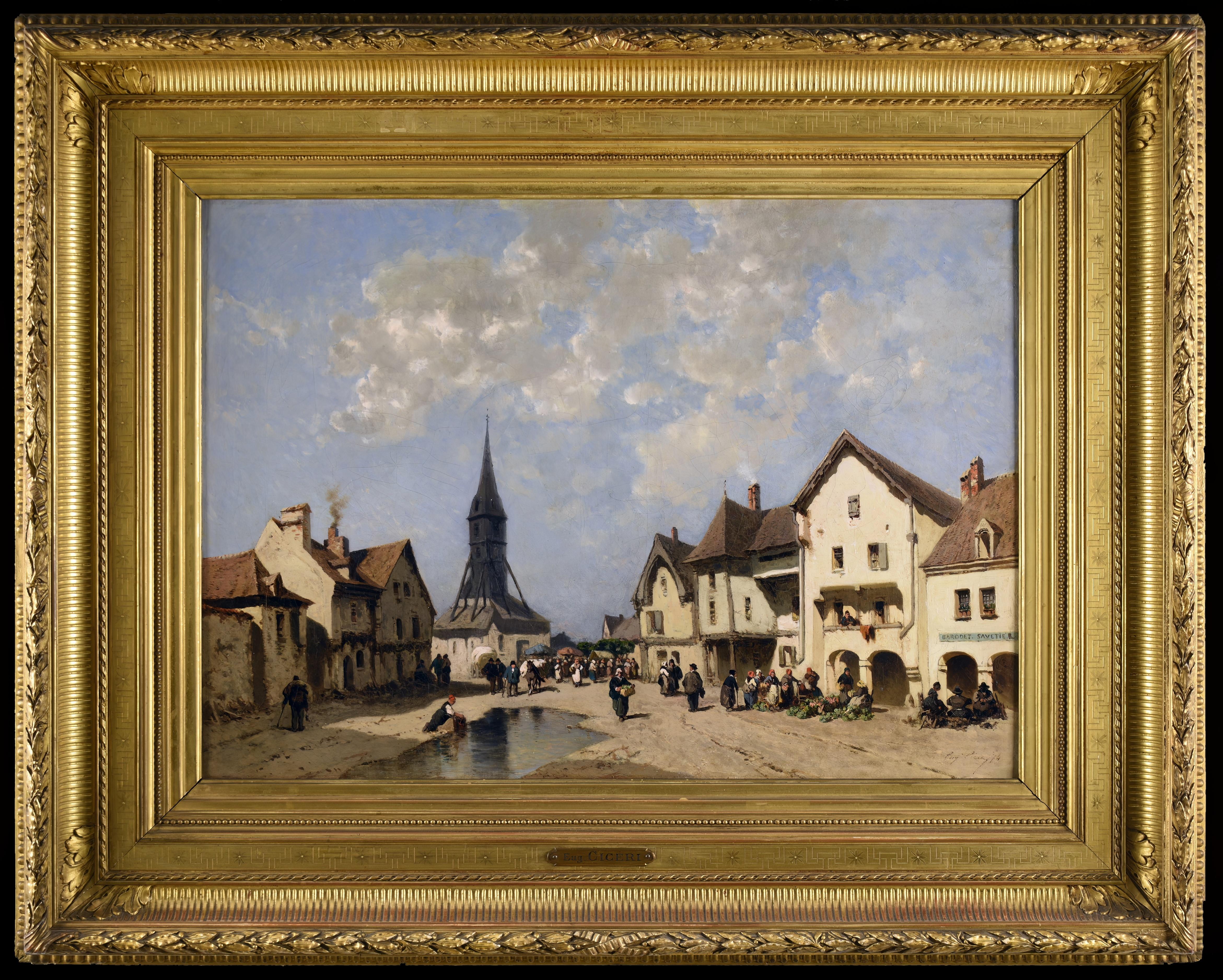 Strada trafficata di Townes in Bretagna, Francia 1874