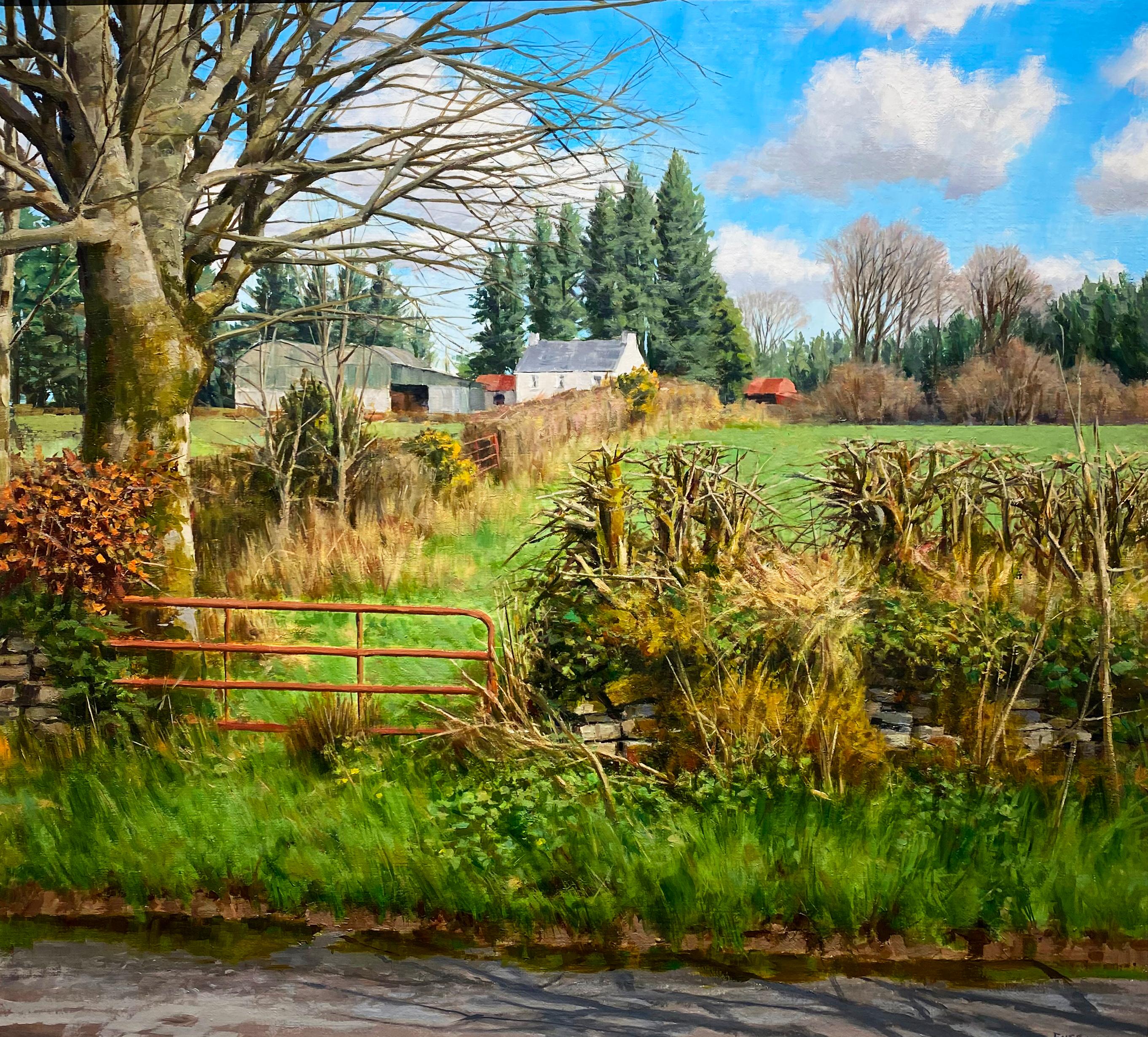 Eugene Conway Landscape Painting – Weißes Bauernhaus