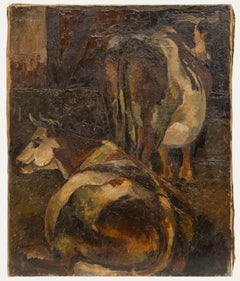 Eugène Corneau (1894-1976) - Scuola francese Inizio XX secolo Olio, Due mucche