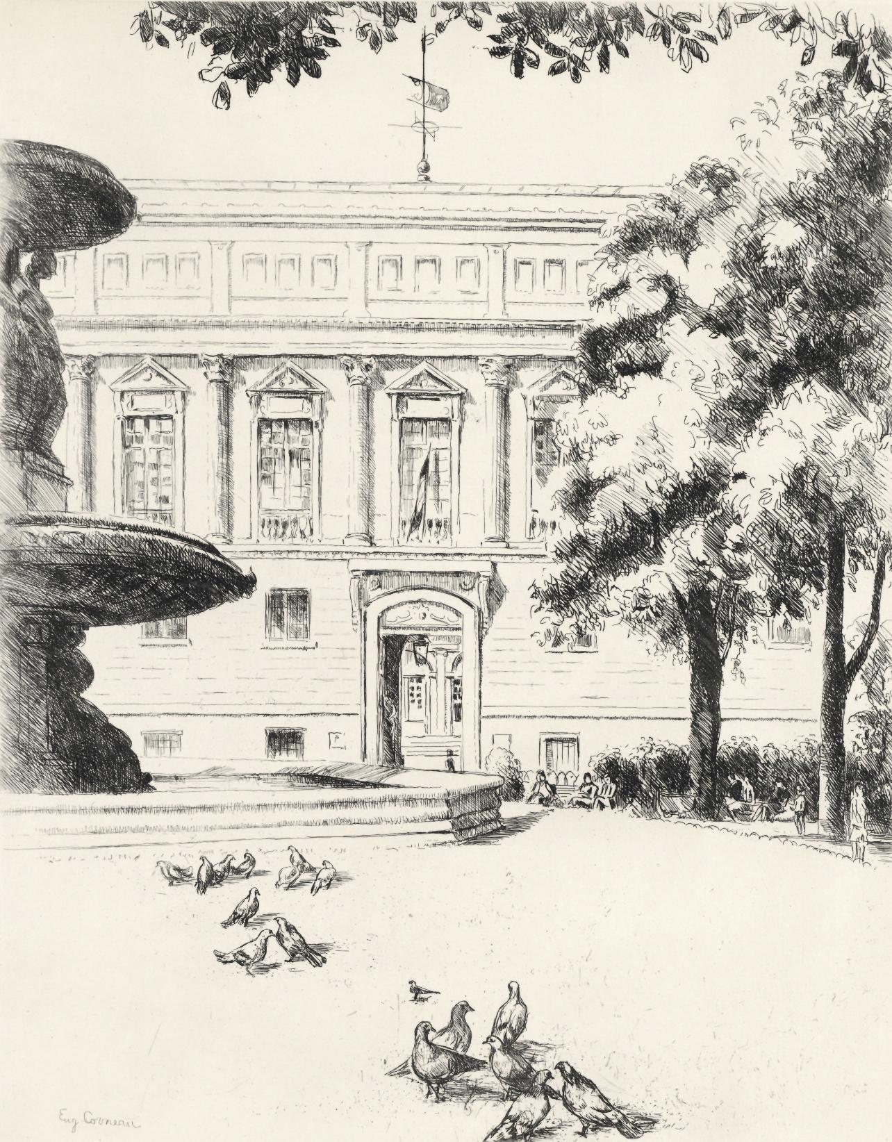 Radierung auf Vélin Canson et Montgolfier Papier. Unsigniert und nicht nummeriert, wie ausgegeben. Guter Zustand. Herausgegeben von L'Imprimerie Daragnès, Paris; gedruckt von Jean Gabriel Daragnès, Paris, 14. Juli 1937. Anmerkungen: Aus dem Folio, A