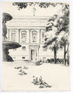 "La Bibliotheque Nationale" original etching