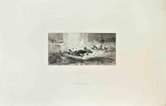 Basse Cour - Etching by Eugène Cottin - 1870s