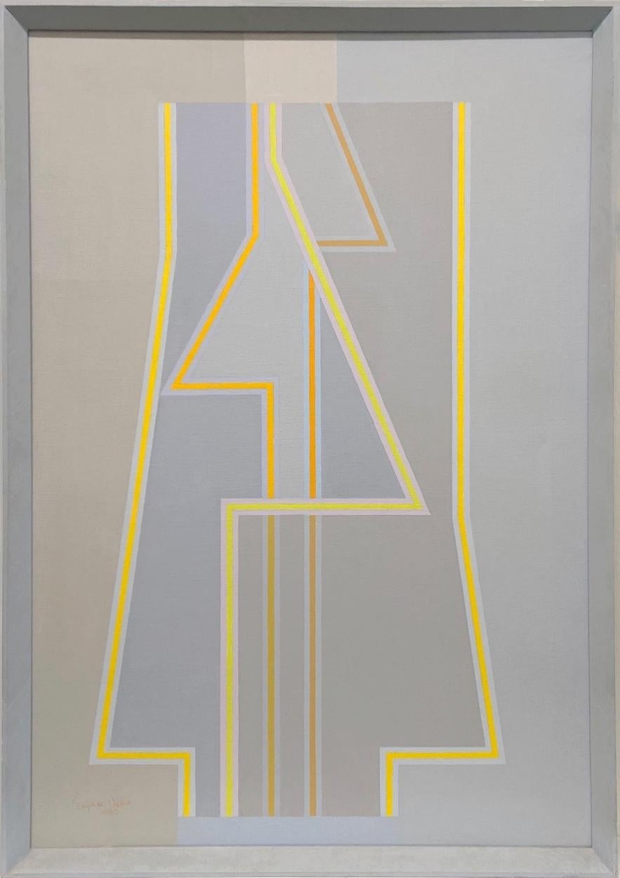 A 1980 Pastel Abstract Geometric Painting by ID Artist Eugene Dana For Sale 1