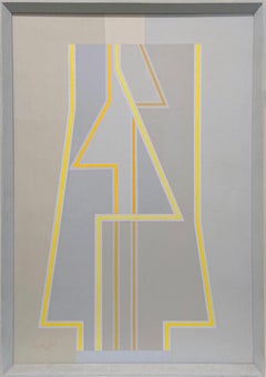 A 1980 Pastel Abstract Geometric Painting by ID Artist Eugene Dana