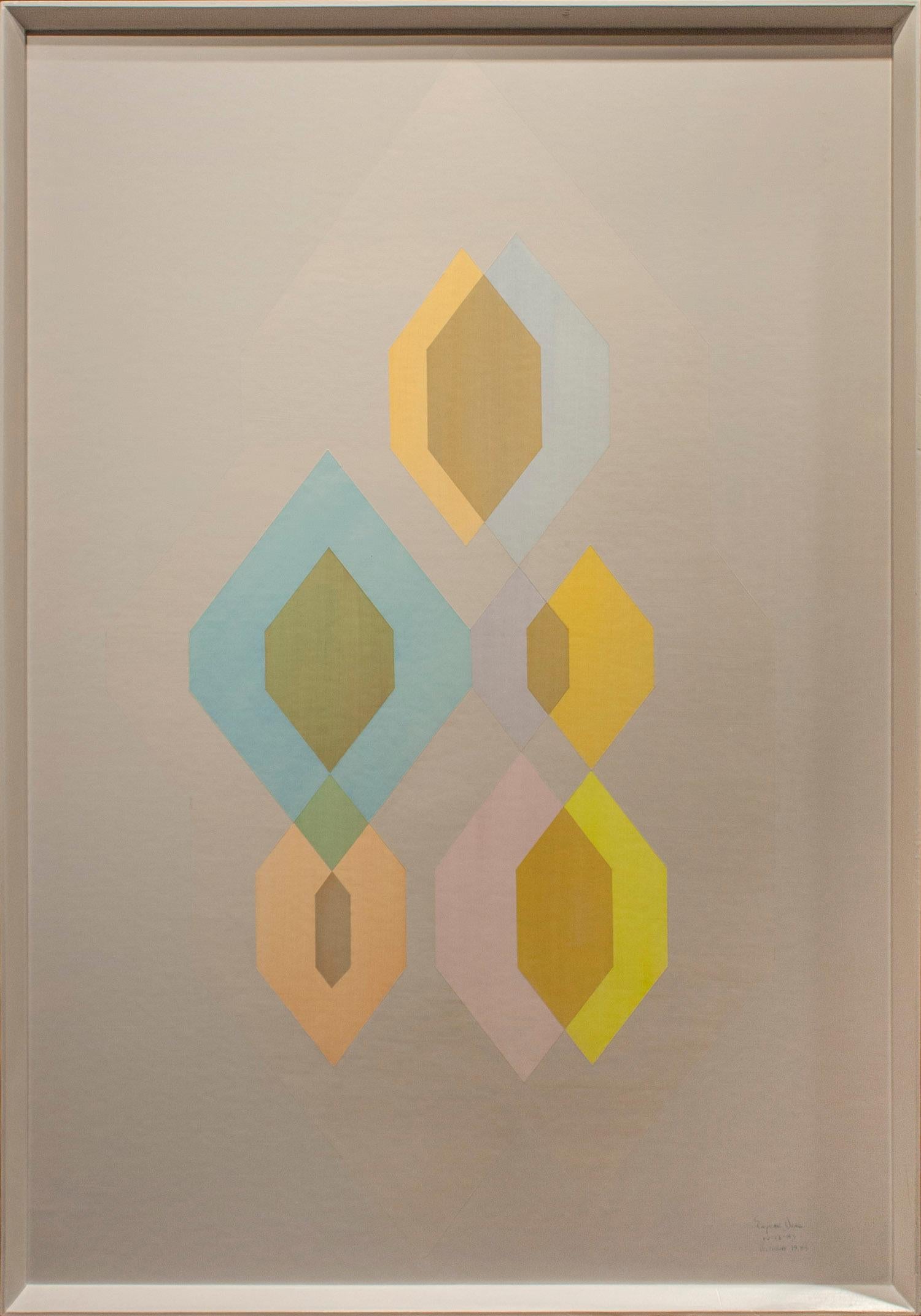 Sognante dipinto geometrico astratto del 1983 dell'artista Eugene Dana in vendita 1