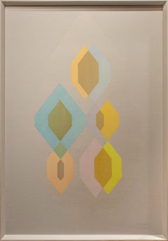 Dreamy 1983 Abstract Geometric Painting by ID Artist Eugene Dana