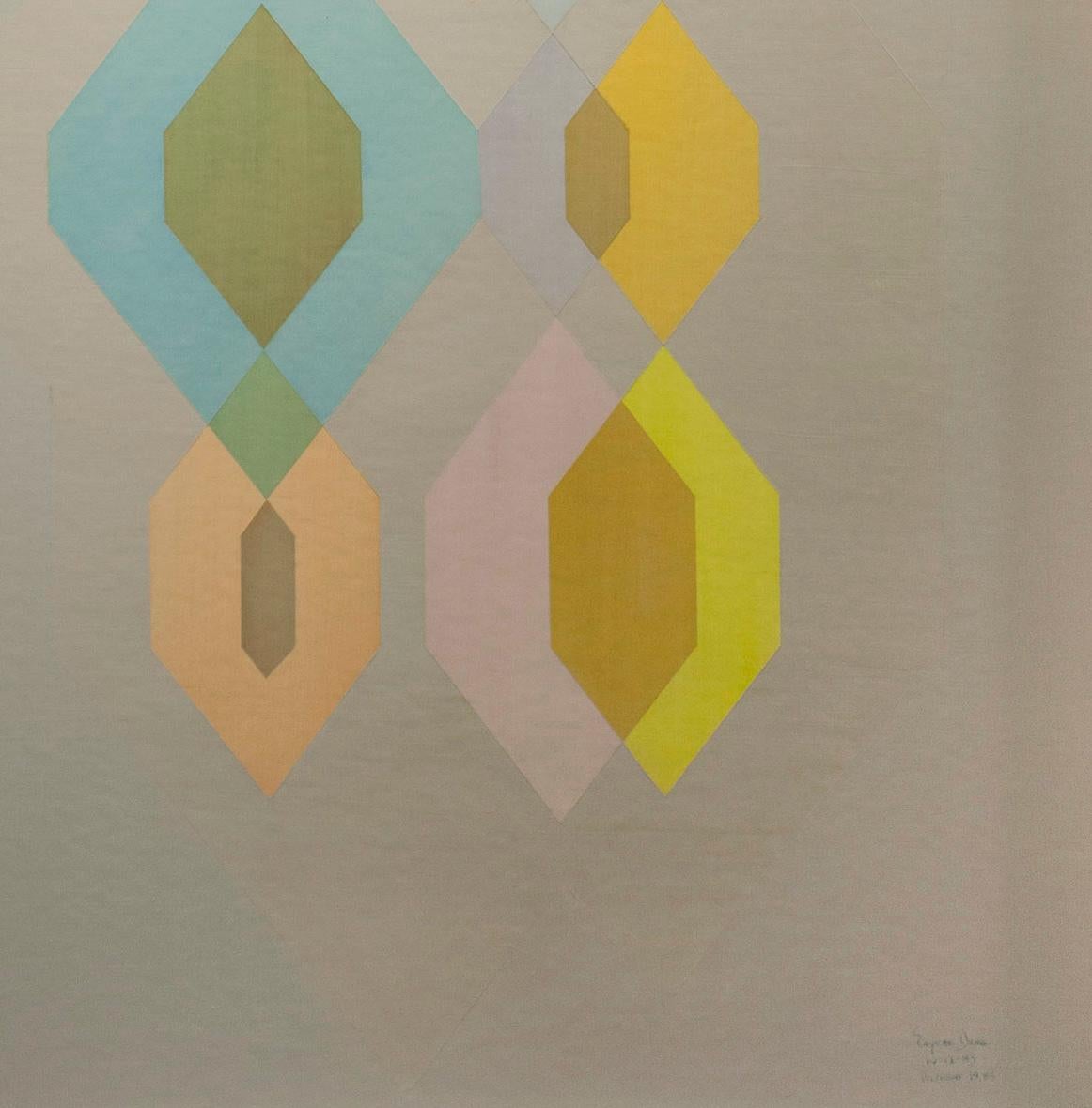 Sognante dipinto geometrico astratto del 1983 dell'artista Eugene Dana in vendita 3