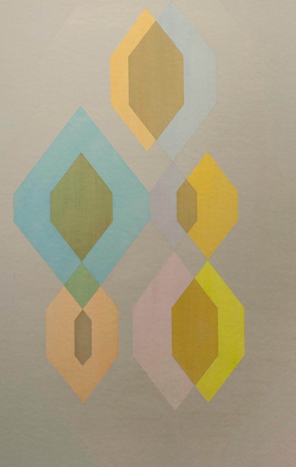 Sognante dipinto geometrico astratto del 1983 dell'artista Eugene Dana in vendita 4