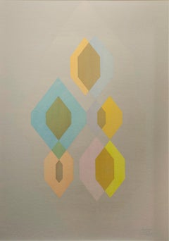 Dreamy 1983 Abstract Geometric Painting by ID Artist Eugene Dana