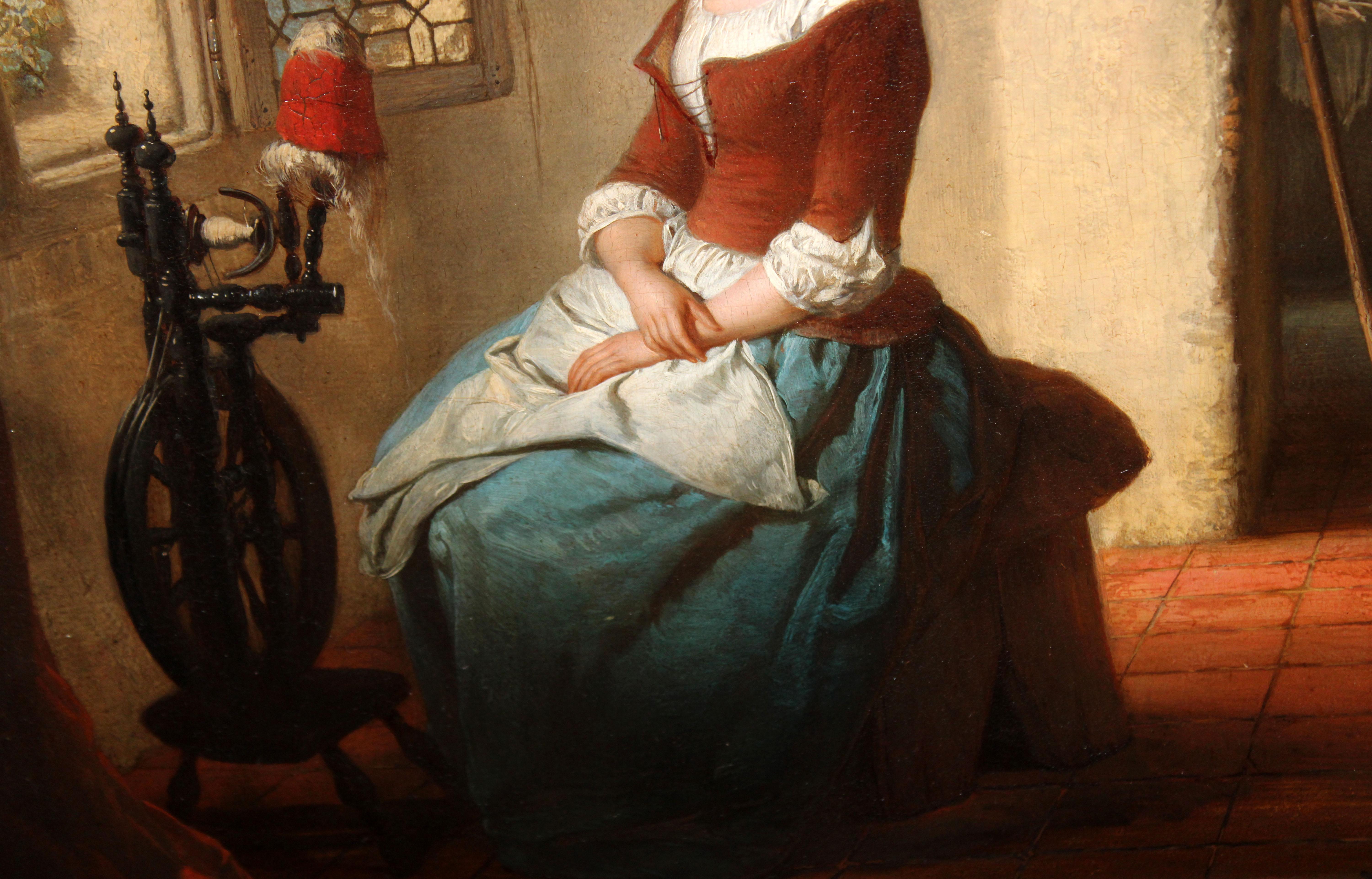 Joven hilandera - Óleo sobre tabla 1