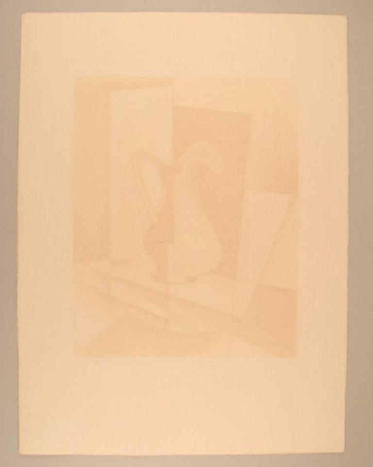 Late 20th Century Eugène de Sala, Denmark, Color Lithography, Cubist Still Life For Sale