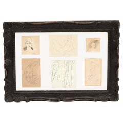 Antique Eugéne De Sala, 6 Pencil and Ink Drawings