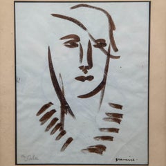 Eugène de Sala, “Germaine, ” Surrealist Ink Female Portrait