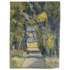Eugéne De Sala Mini Painting "Girl In Park", Oil Painting on Masonite