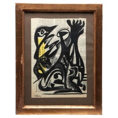 Eugène de Sala - Surrealist Ink Composition on Newspaper Paris