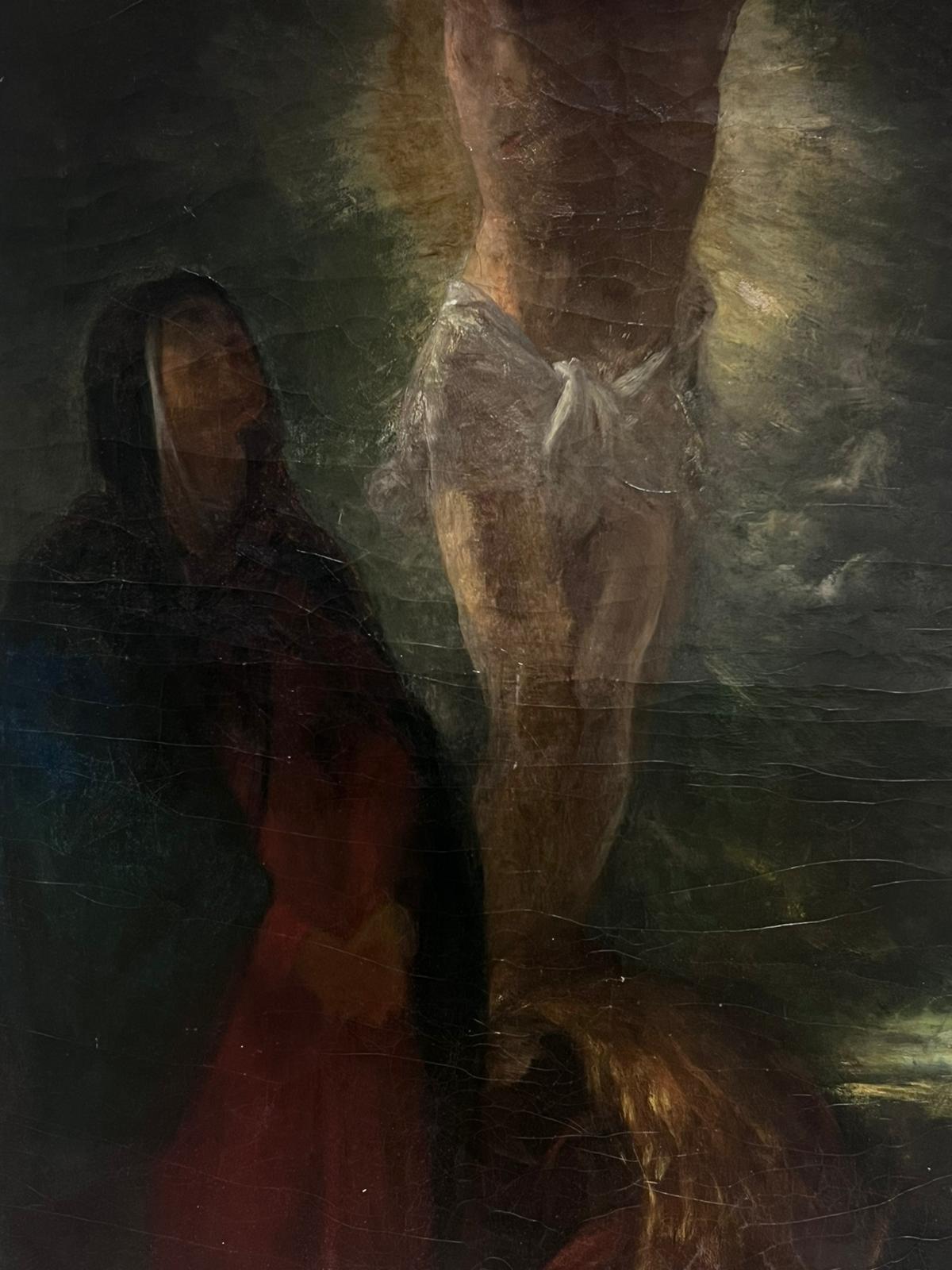 Grande peinture à l'huile de la période romantique française des années 1830 Christ en croix - Romantique Painting par Eugene Delacroix