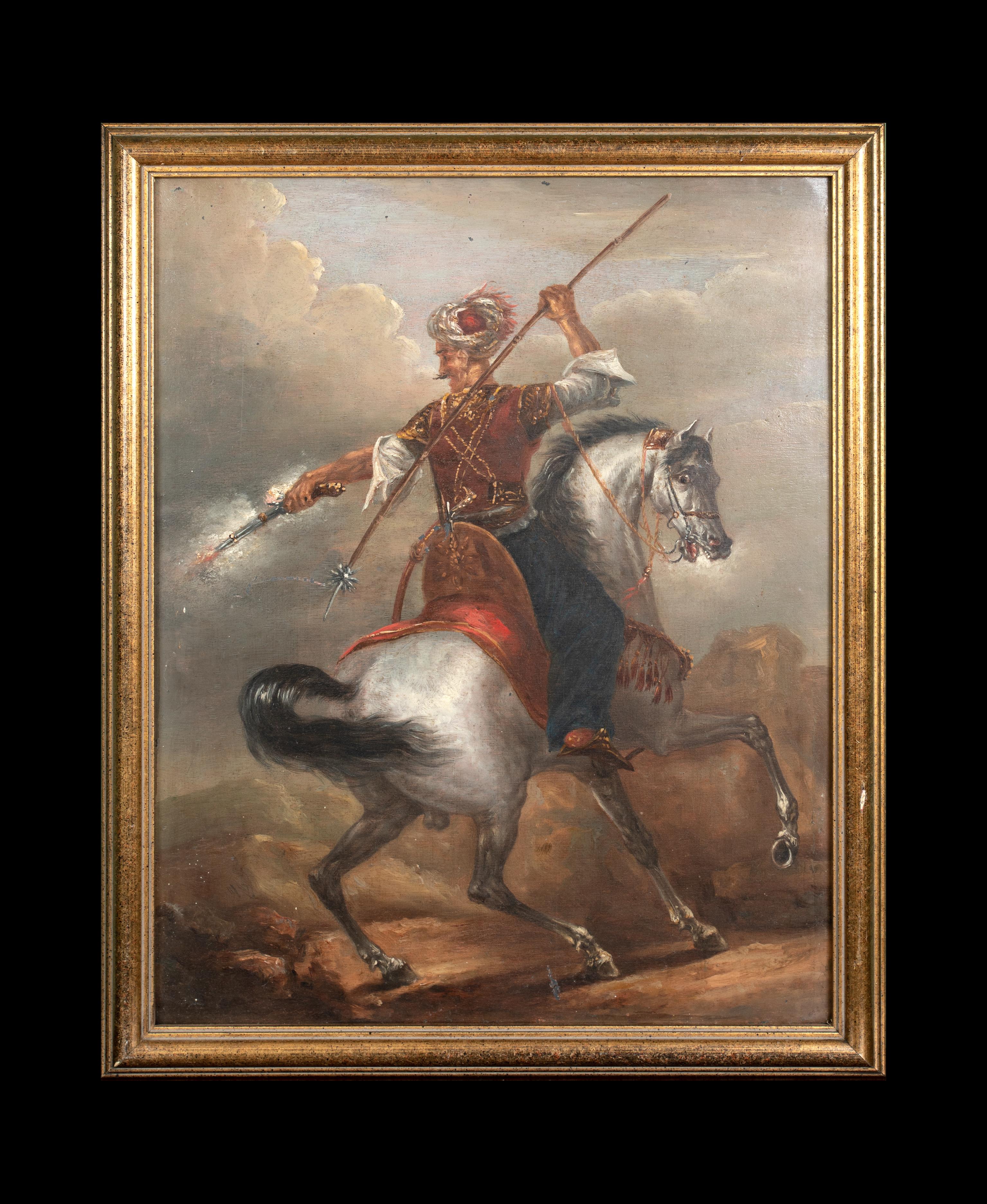 Arabischer Kampfer auf Pferd, 19. Jahrhundert  Der Kreis um Eugène Delacroix (1798-1863) – Painting von Eugene Delacroix