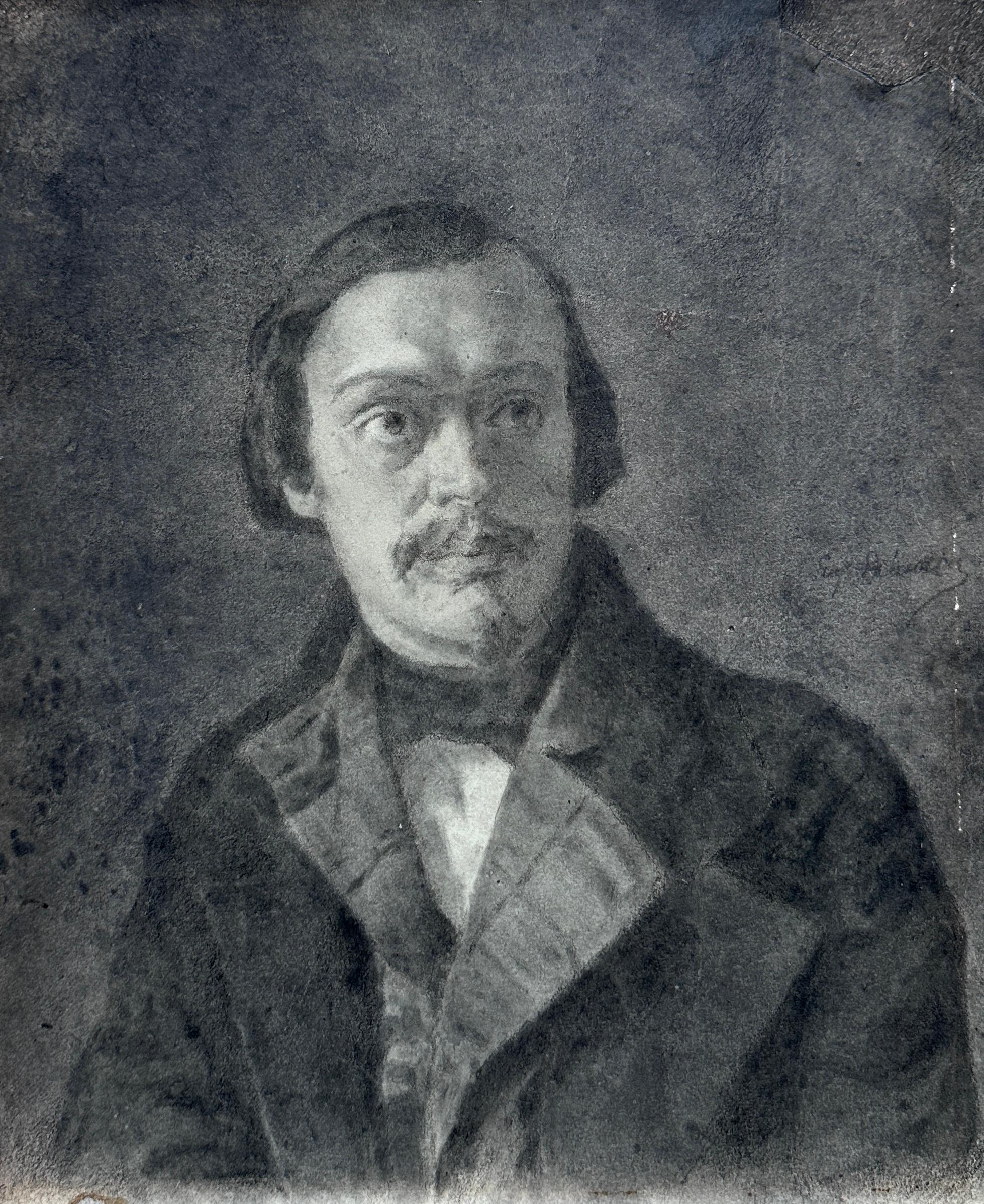 Atribuido a Eugène Delacroix (Saint-Maurice 1798 - París 1863) - Retrato en venta 5