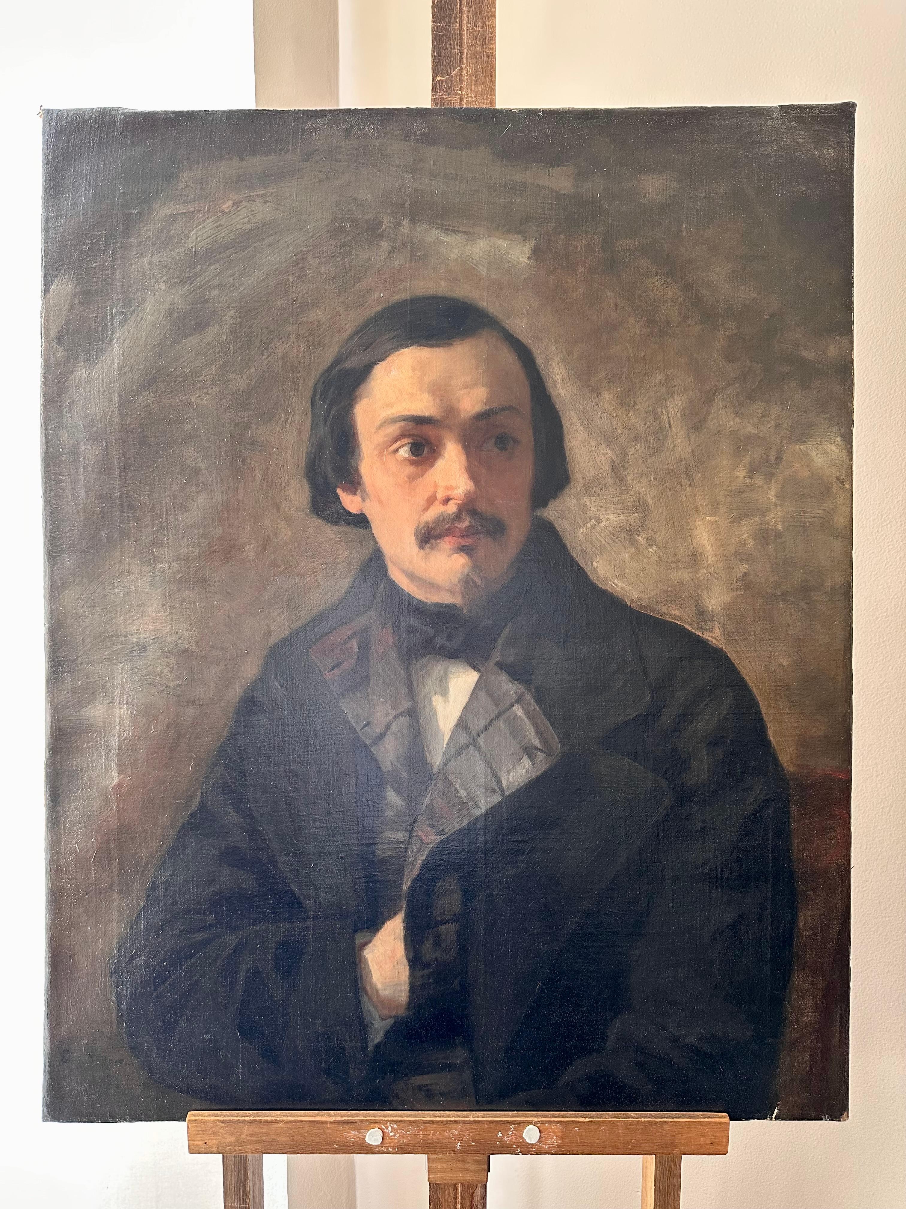 Atribuido a Eugène Delacroix (Saint-Maurice 1798 - París 1863) - Retrato - Painting de Eugene Delacroix