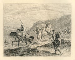 (after) Eugene Delacroix - "Arabes en voyage" etching