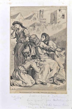 Death of Goetz von Berlichingen - Woodcut after Eugène Delacroix - 1845