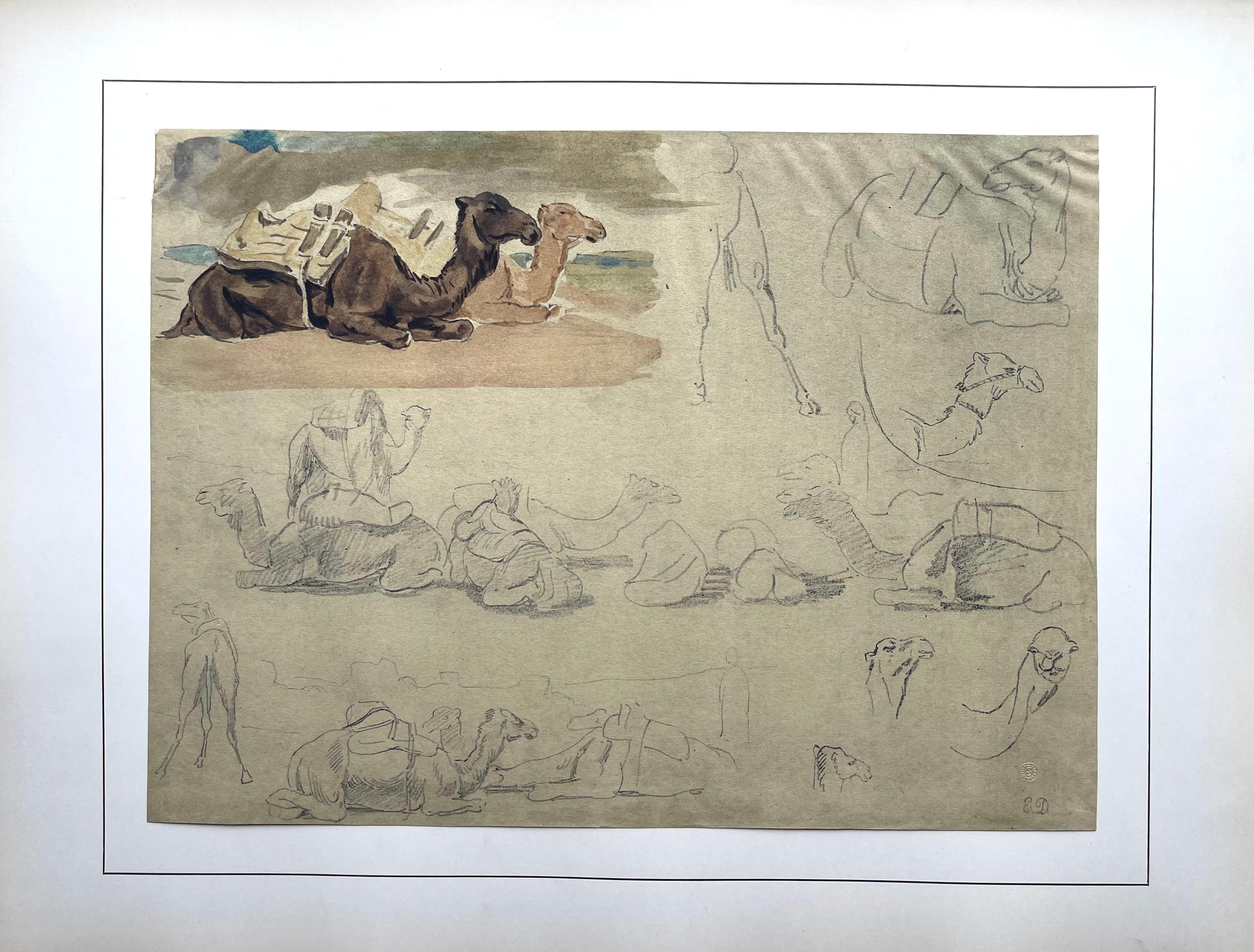 Delacroix, Composition, Trente et un Dessins et Aquarelles du Maroc en vente 3