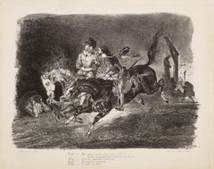 Faust and Mephistopheles Galloping on Walpurgis Night, Modern Lithograph