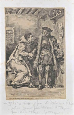 Goetz and Friar Martin - Woodcut after Eugène Delacroix - 1845